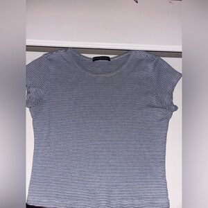 Brandy Melville Navy and White Striped Tee